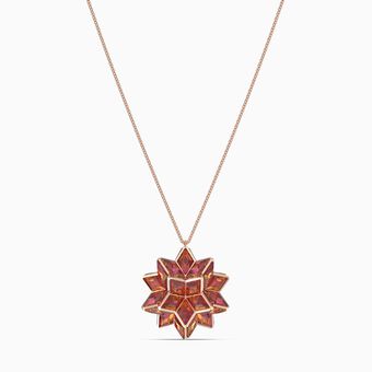 Curiosa pendant, Geometric crystals, Pink, Rose-gold tone plated